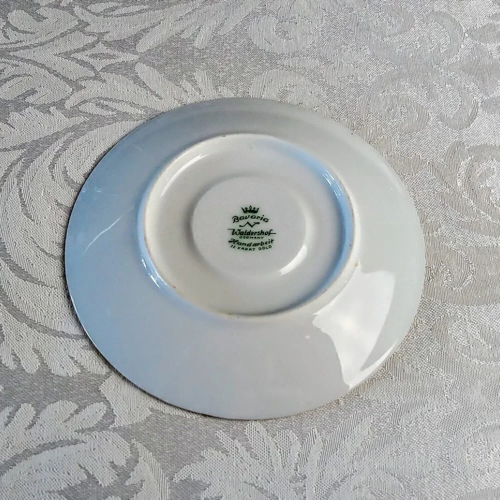 Bavaria Waldershof 22K Gold Blue Floral Saucer